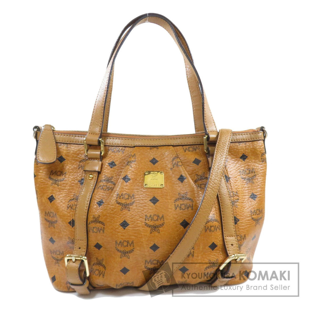 Mcm 2way Calfskin Handbag Shoulder Bag Brown Leather Brown - Picture 2 of 11